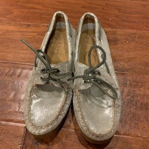 Sperry metallic silver shoes